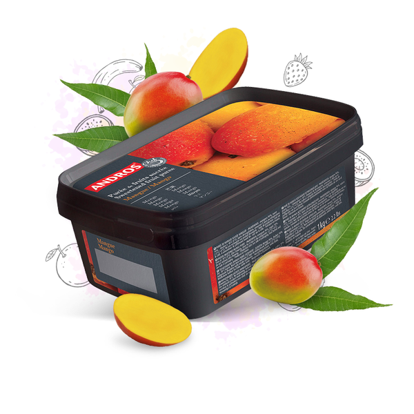 Pure de Mango Andros Chef 90/10 congelado disponible en tarros de un 1 kg