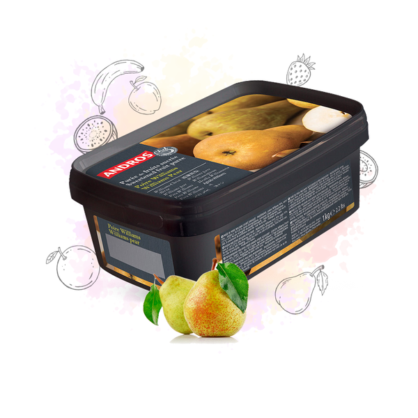 Pure de pera Andros Chef 90/10 congelado disponible en tarro 1 kg