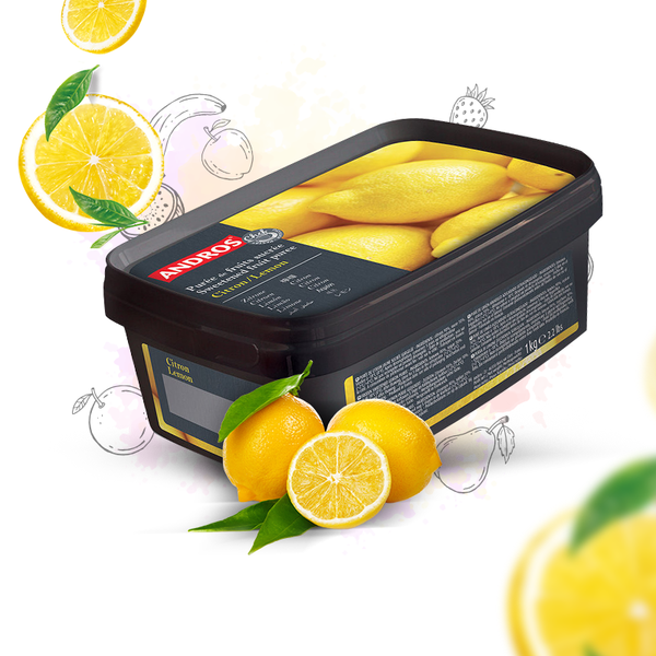 Pure de limon italiano Andros Chef 90/10 congelado disponible en tarro 1 kg