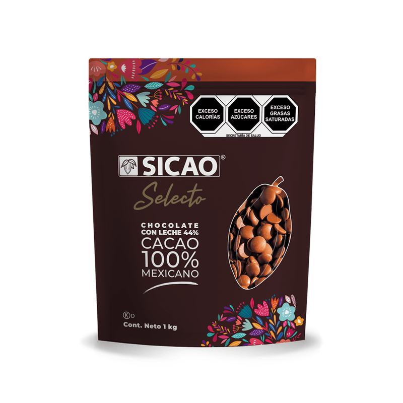 SICAO SELECTO CHOCOLATE CON LECHE 44% - 1KG - NTD INGREDIENTES MEXICO